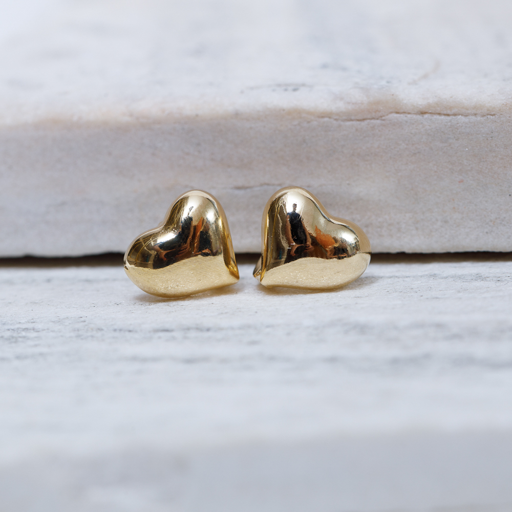 BRINCO ARGOLA CORAÇÃO IRREGULAR BANHO OURO 18K