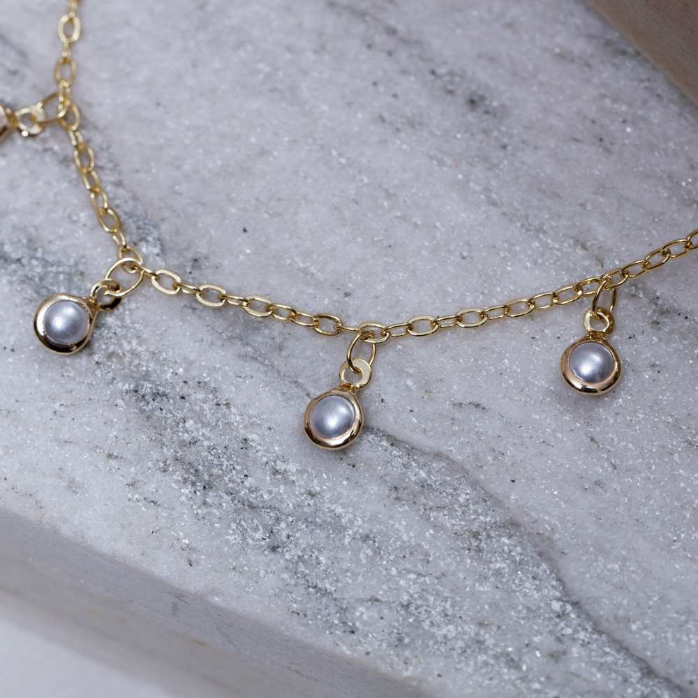 CHOKER PINGENTES PÉROLAS BANHO OURO 18K