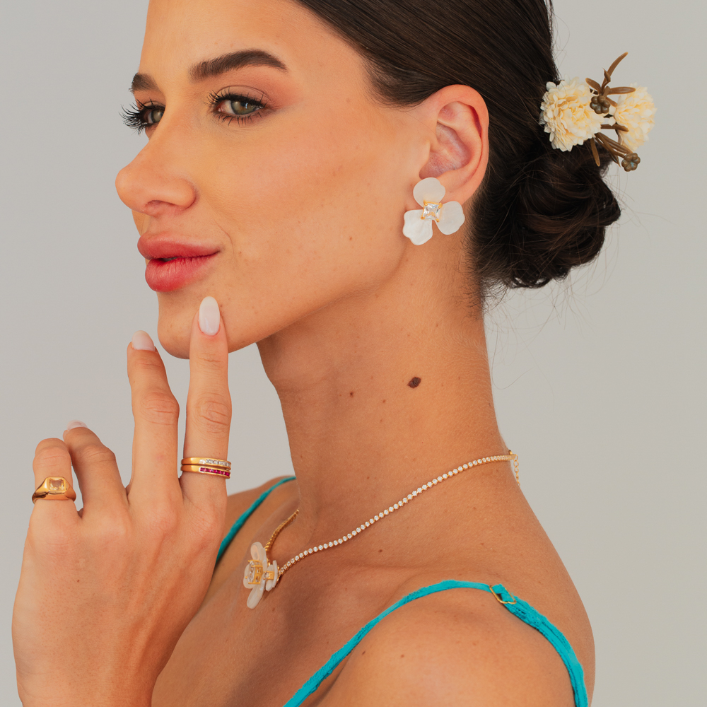 ANEL APARADOR DE ALIANÇA PINK BANHO OURO 18K