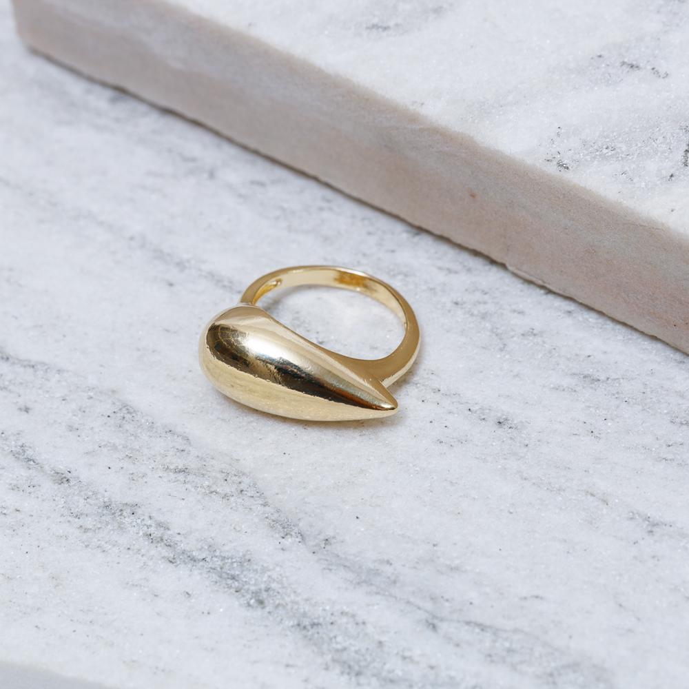 ANEL GOTA OCA ABAULADA BANHO OURO 18K