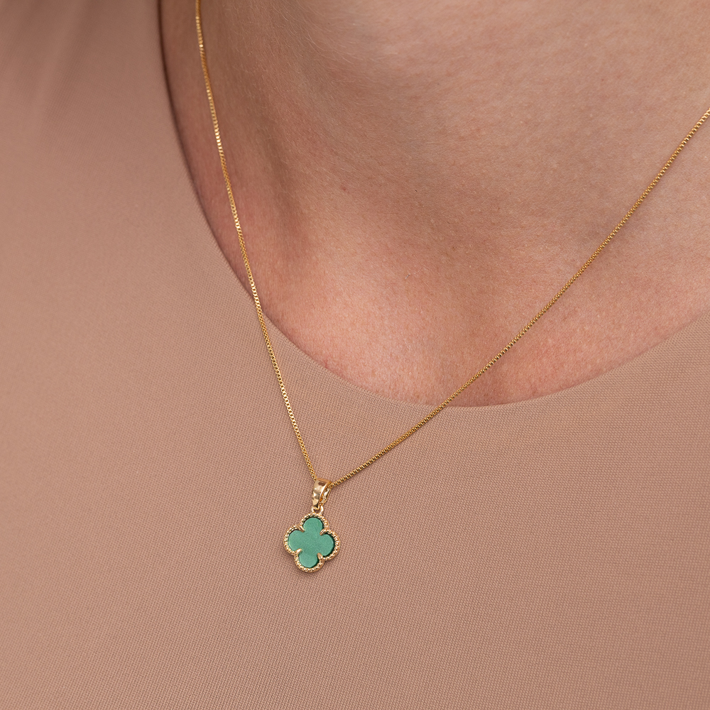 COLAR VIRGINIA VERDE BANHO OURO 18K