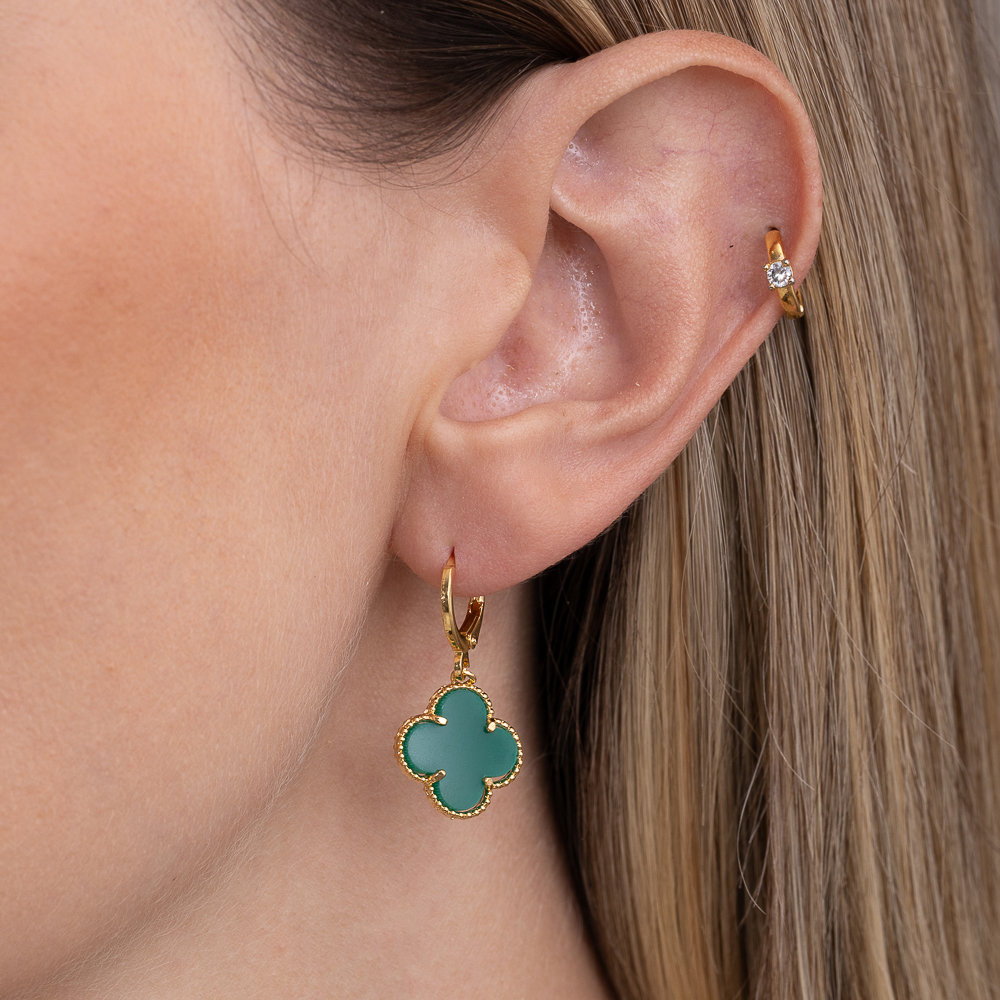 BRINCO ARGOLINHA VIRGINIA G VERDE BANHO OURO 18K