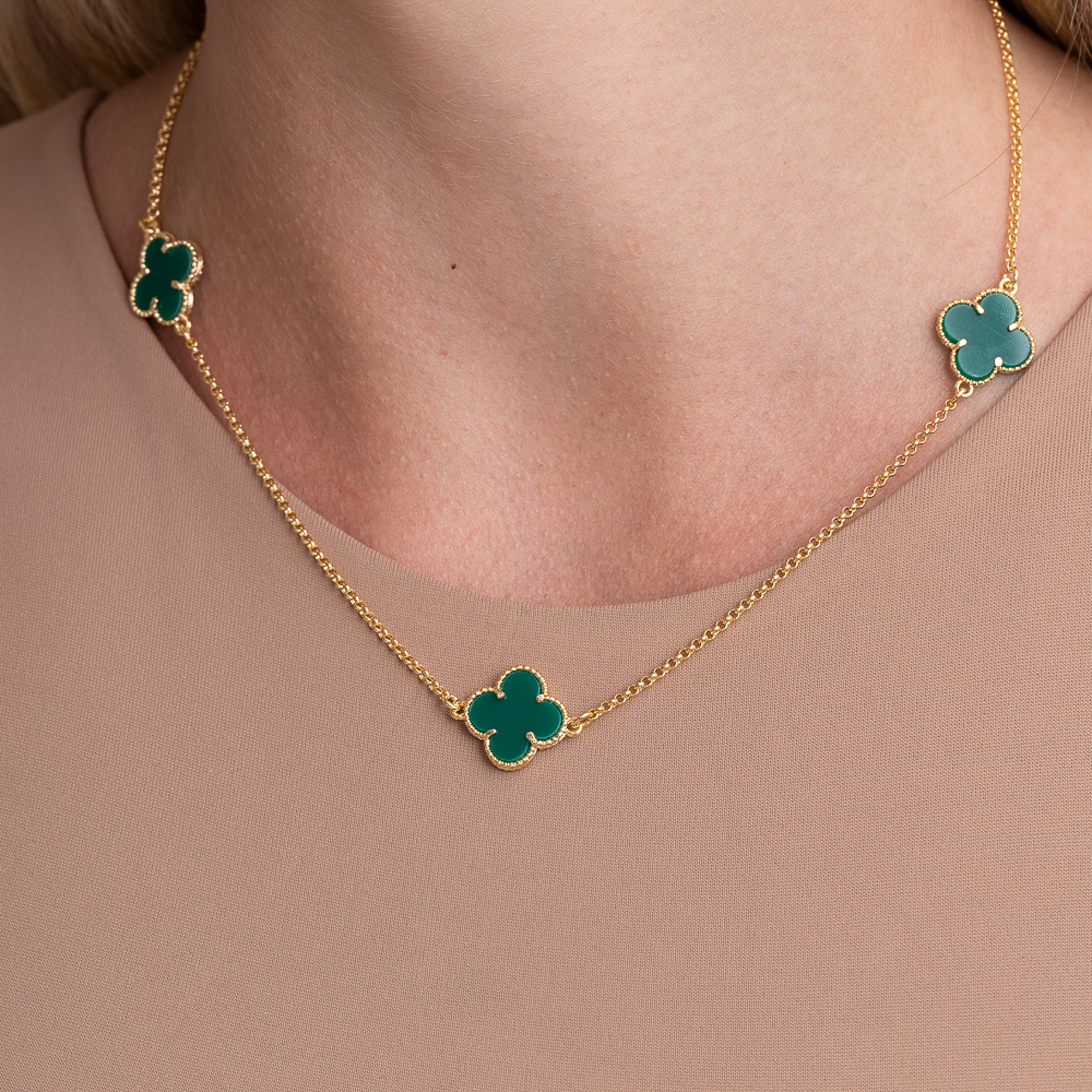 CHOKER VIRGINIA VERDE BANHO OURO 18K