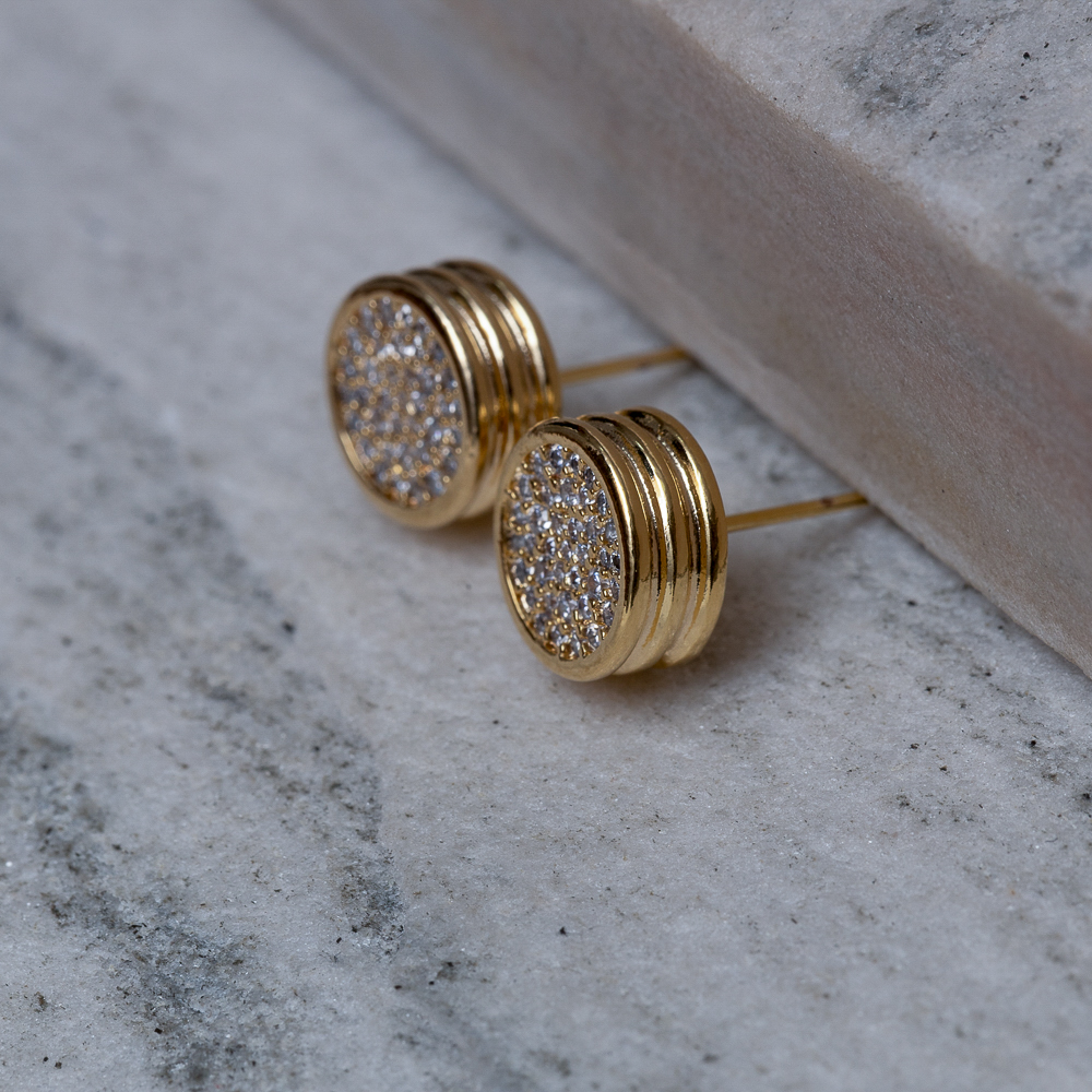 BRINCO CÍRCULO CRAVEJADO BANHO OURO 18K