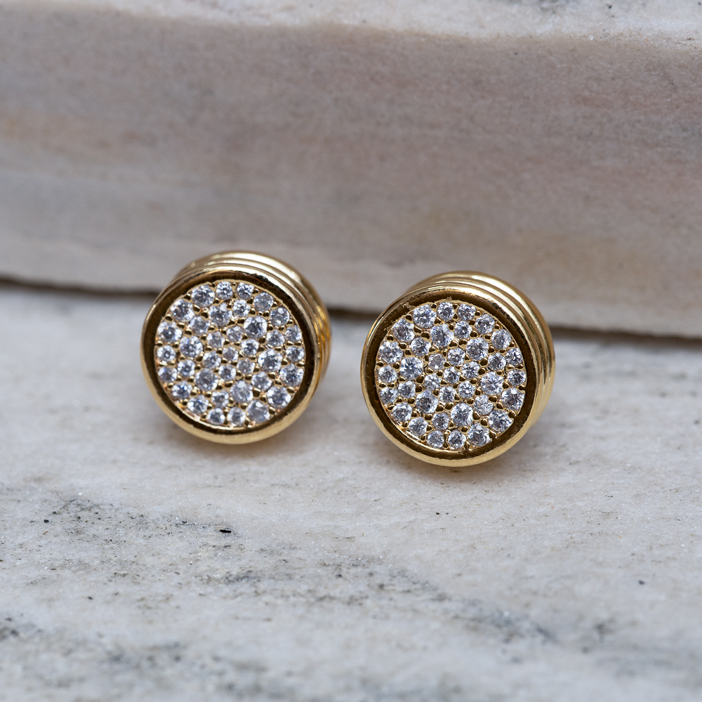 BRINCO CÍRCULO CRAVEJADO BANHO OURO 18K