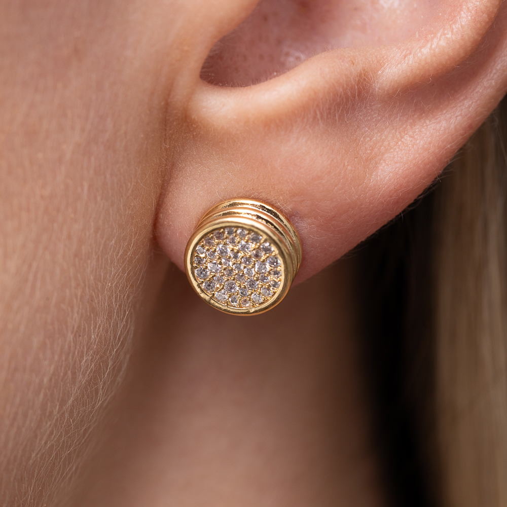 BRINCO CÍRCULO CRAVEJADO BANHO OURO 18K