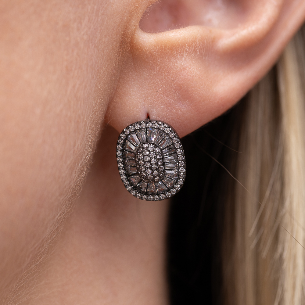 BRINCO MANDALA QUADRADA BANHO RÓDIO NEGRO