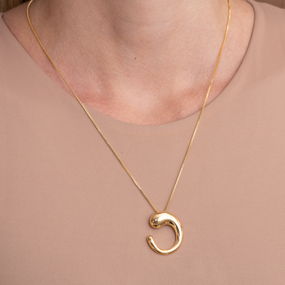 COLAR ORGÂNICO LISO GOTINHA BANHO OURO 18K