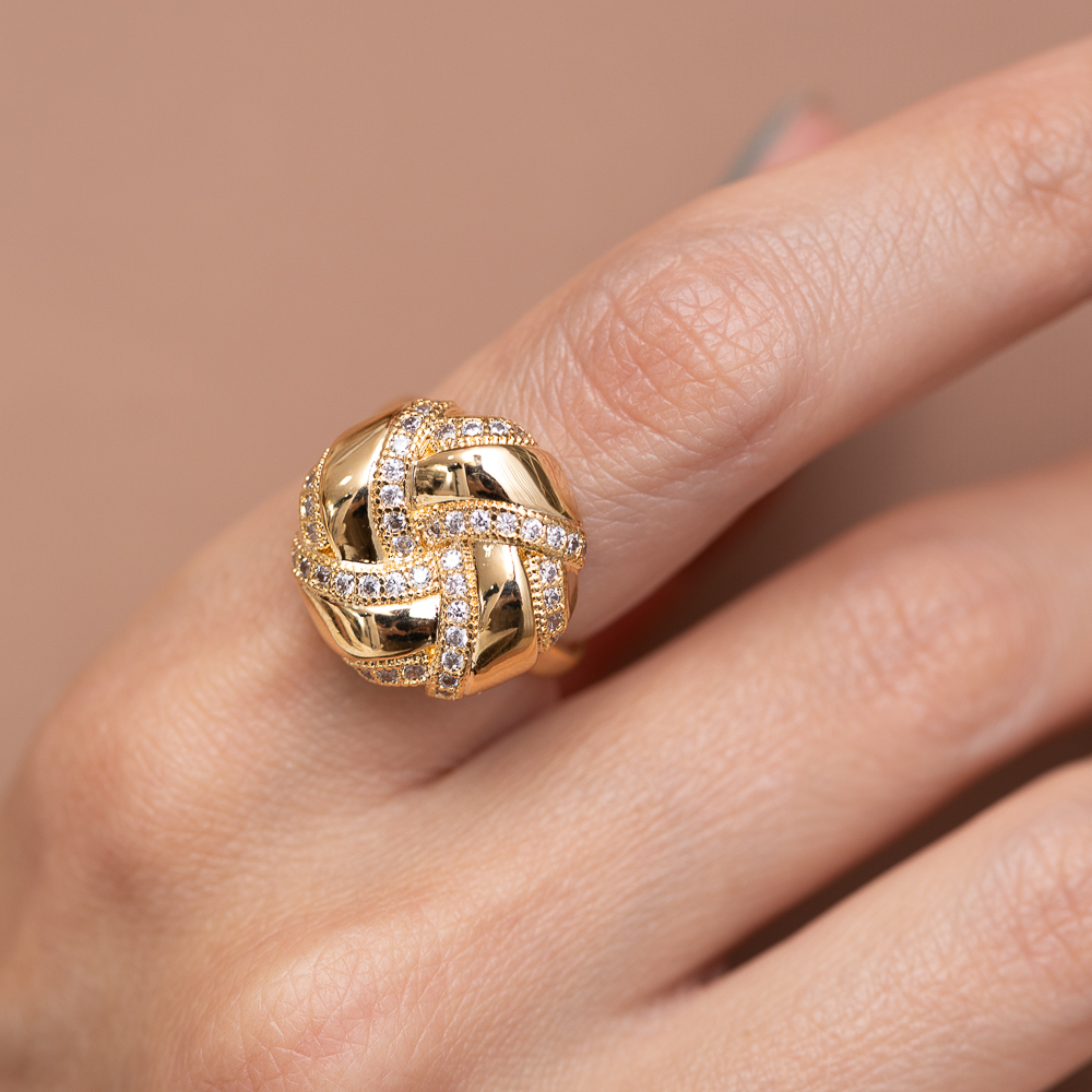 ANEL NÓZINHO COM ZIRCÔNIAS BANHO OURO 18K