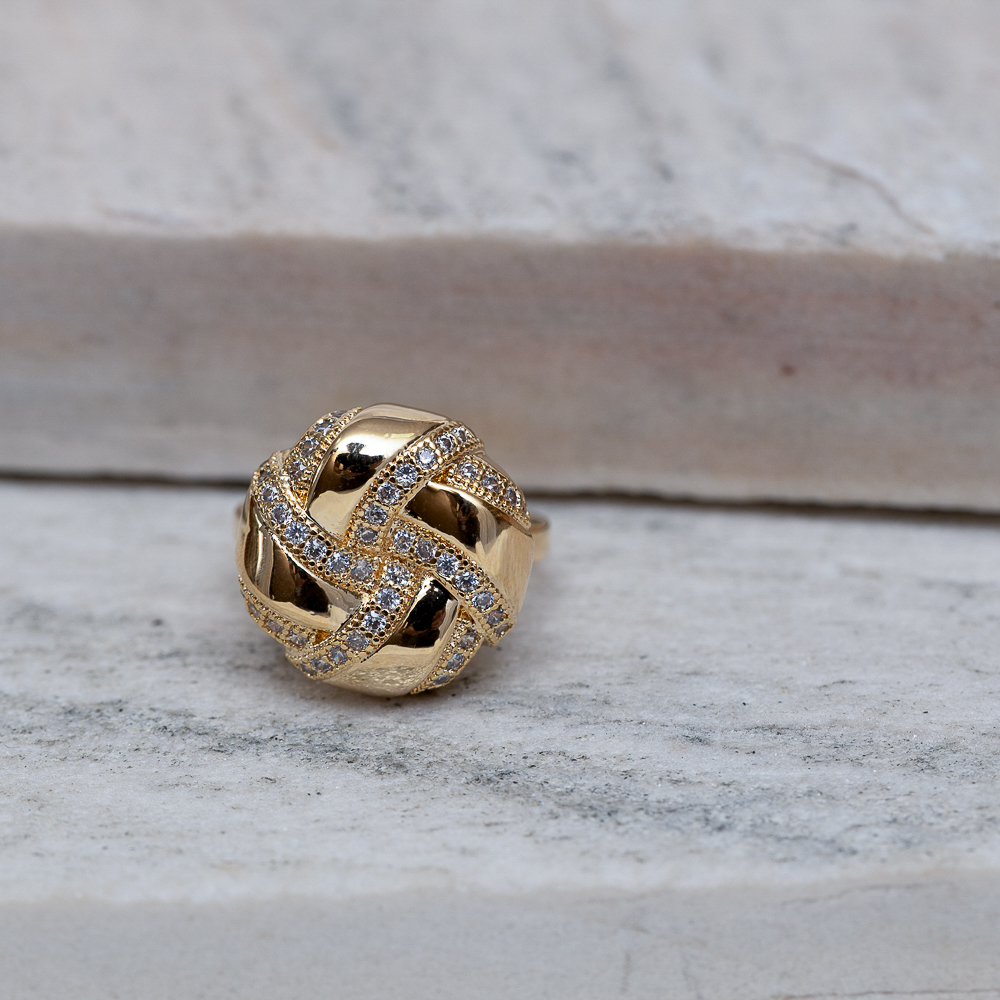 ANEL NÓZINHO COM ZIRCÔNIAS BANHO OURO 18K