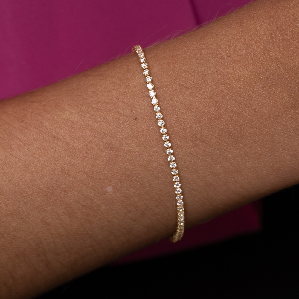 PULSEIRA INFANTIL RIVIERA PP CRISTAL BANHO OURO 18K