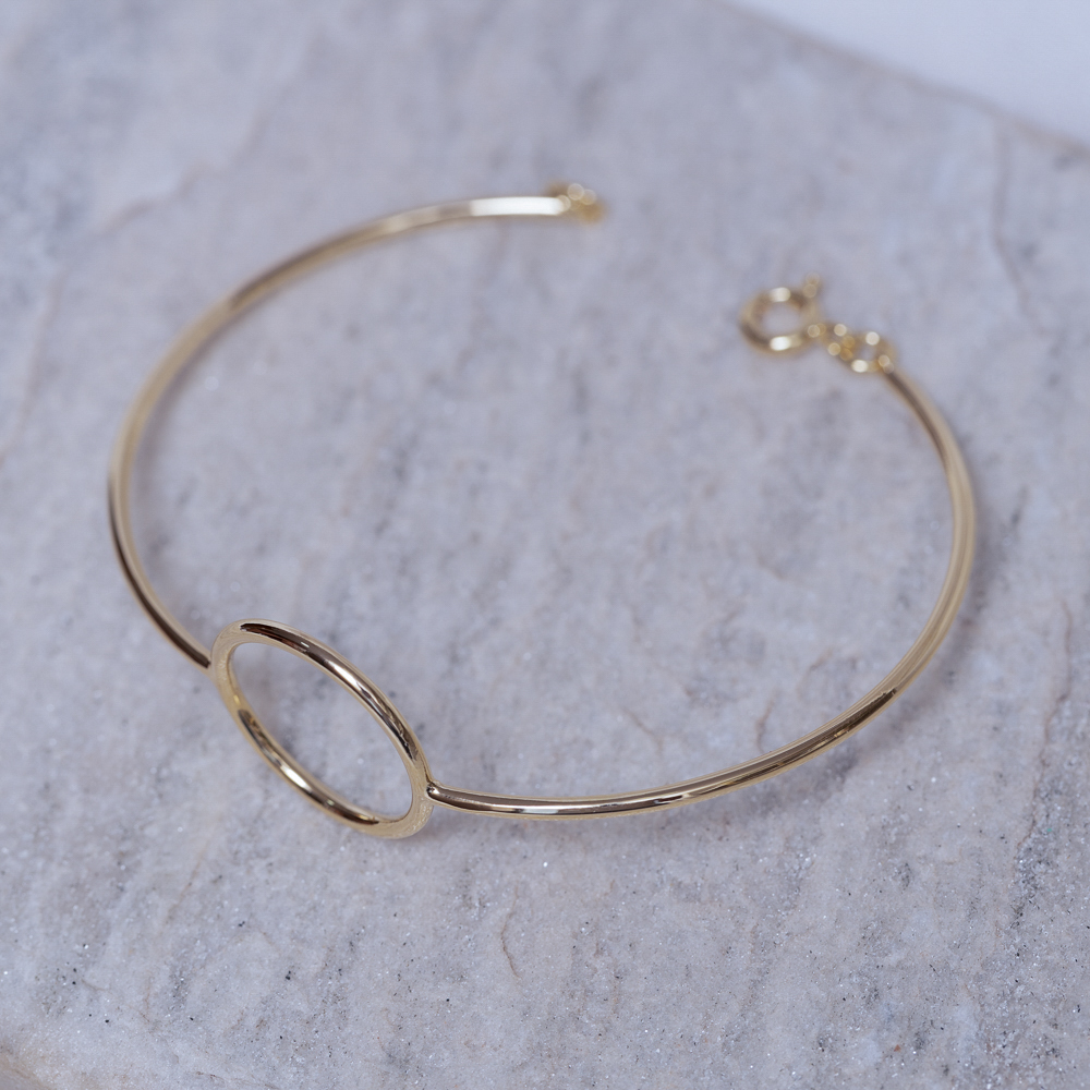 BRACELE FINO COM FECHO REDONDO BANHO OURO 18K