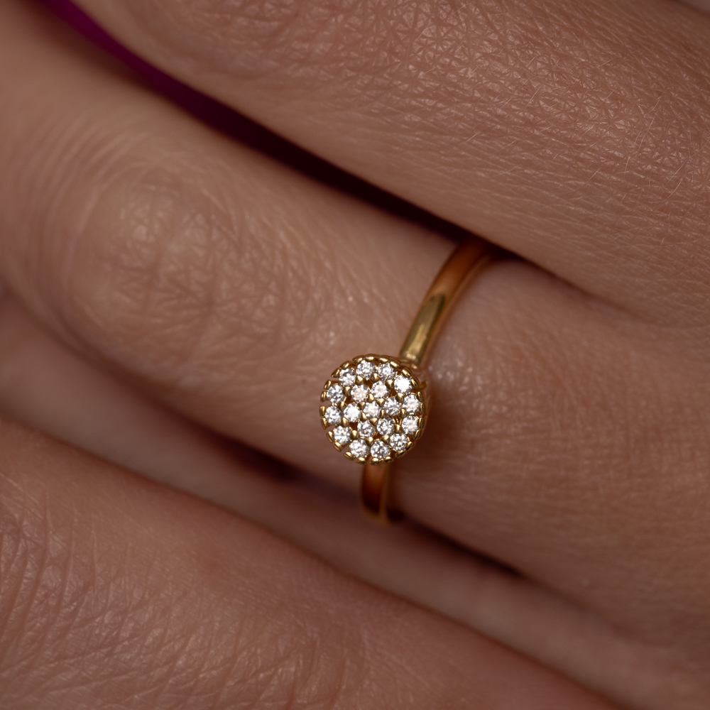 ANEL CHUVEIRINHO REDONDO CRISTAL BANHO OURO 18K