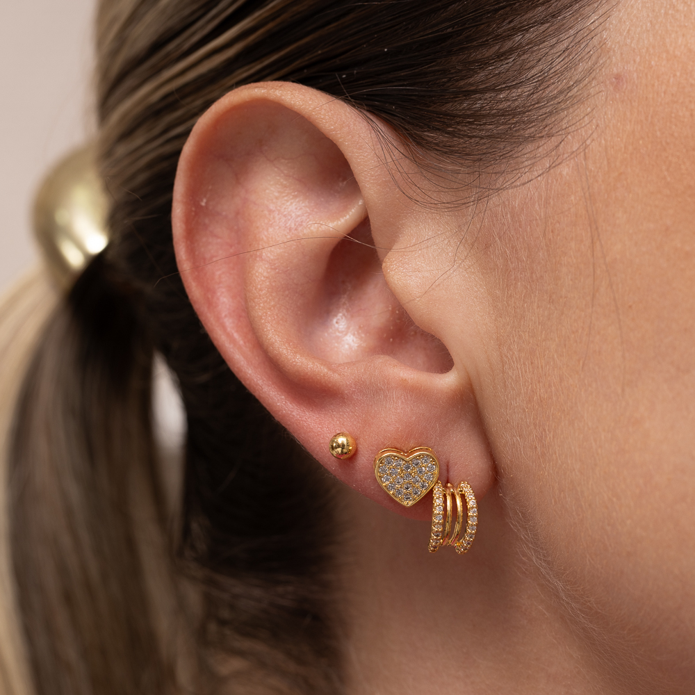 BRINCO MEIA ARGOLA CRAVEJADA BANHO OURO 18K