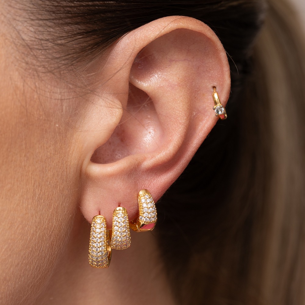 BRINCO ARGOLA OVAL P CRAVEJADA BANHO OURO 18K