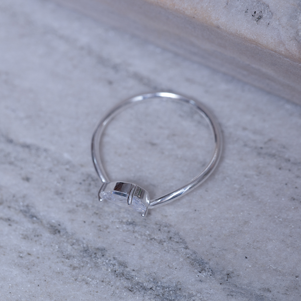 ANEL GOTA CRISTAL DELICADA BANHO PRATA