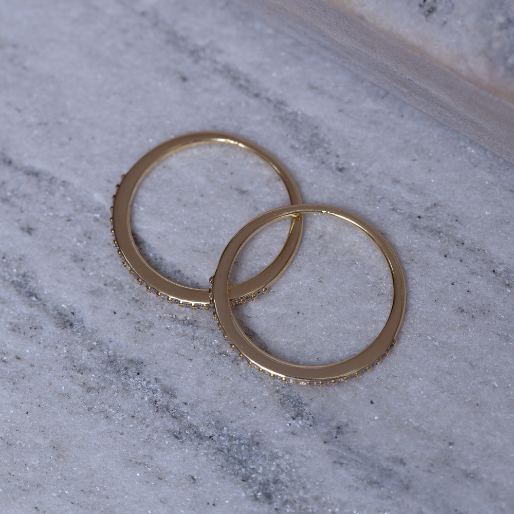 ANEL APARADOR DE ALIANÇA FINO CRAVEJADO BANHO OURO 18K