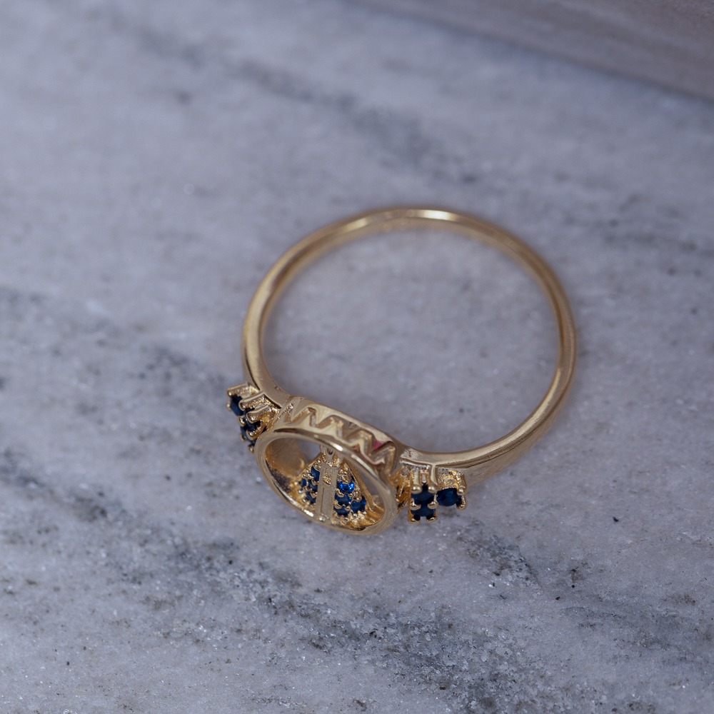 ANEL NOSSA SENHORA MANTO AZUL BANHO OURO 18K