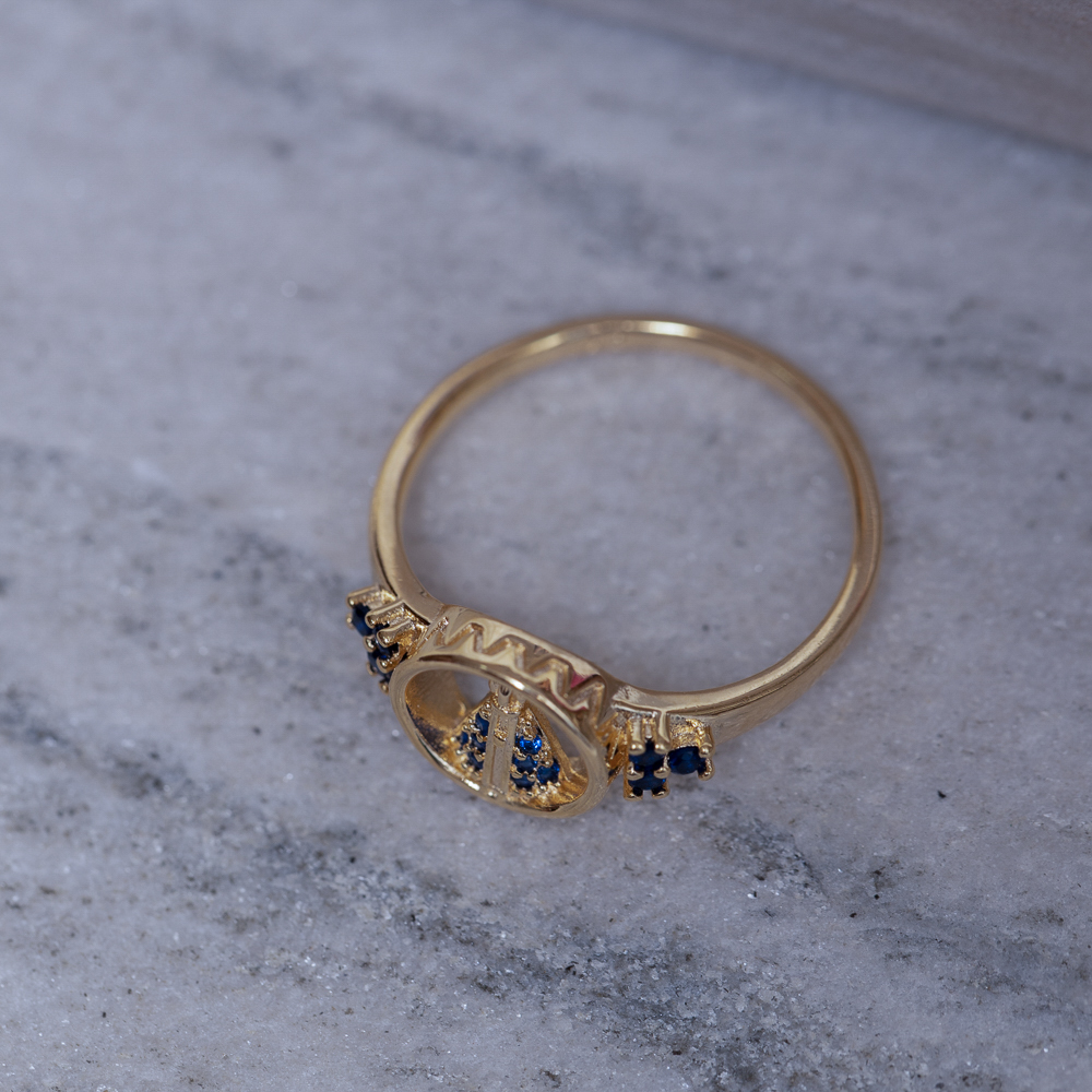 ANEL NOSSA SENHORA MANTO AZUL BANHO OURO 18K