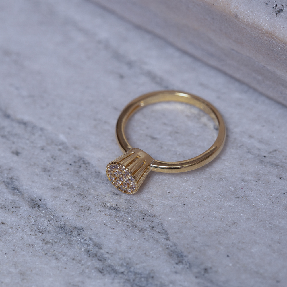 ANEL CHUVEIRINHO REDONDO CRISTAL BANHO OURO 18K