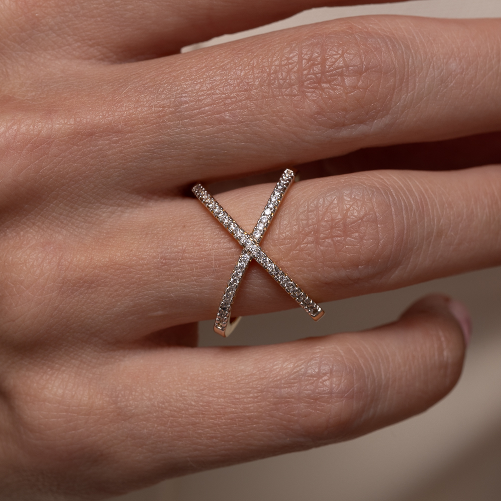 ANEL X COM CANETA RÓDIO BRANCO BANHO OURO 18K