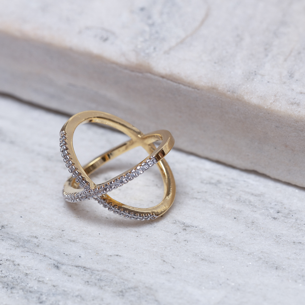 ANEL X COM CANETA RÓDIO BRANCO BANHO OURO 18K