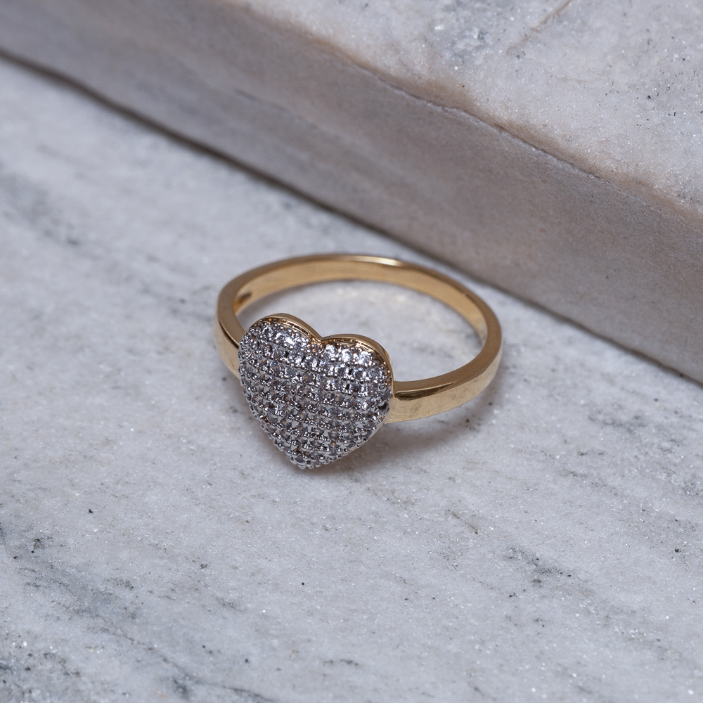 ANEL CORAÇÃO COM CANETA RÓDIO BRANCO BANHO OURO 18K