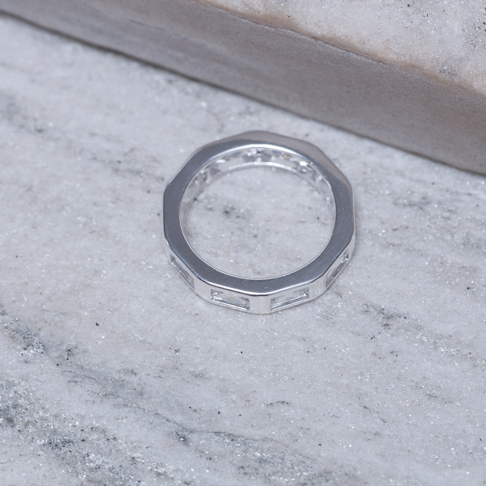 ANEL QUADRADOS COM PEDRAS CRISTAIS BANHO PRATA