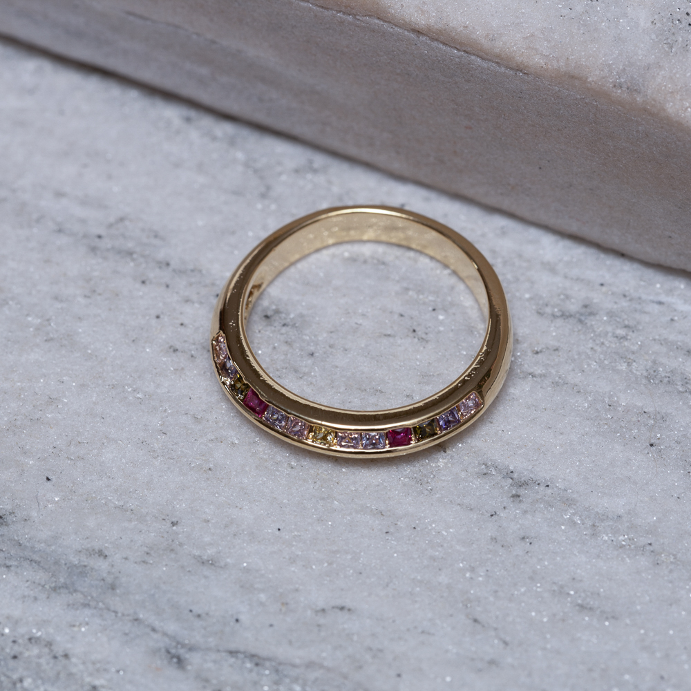 ANEL APARADOR DE ALIANÇA COLORIDO BANHO OURO 18K