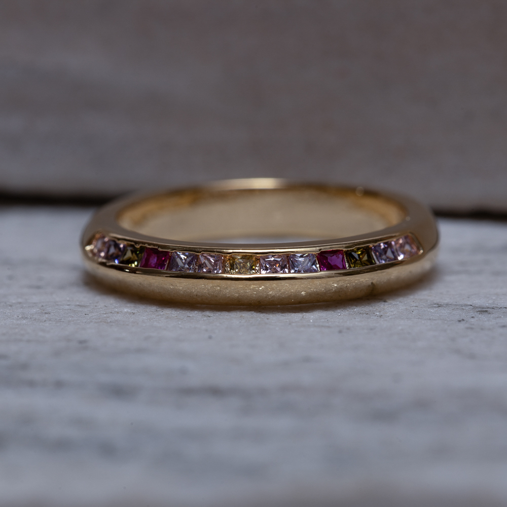 ANEL APARADOR DE ALIANÇA COLORIDO BANHO OURO 18K