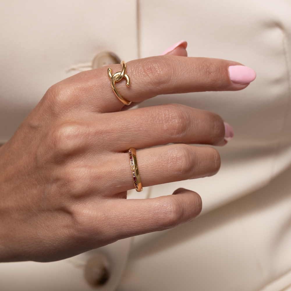 ANEL X LISO BANHO OURO 18K