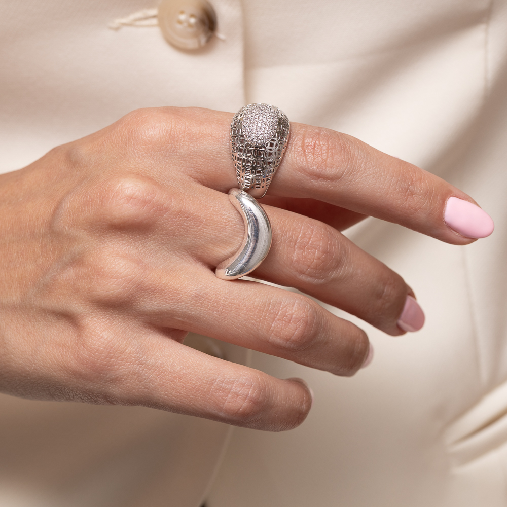 ANEL ORGÂNICO LISO COM REGULAGEM BANHO PRATA