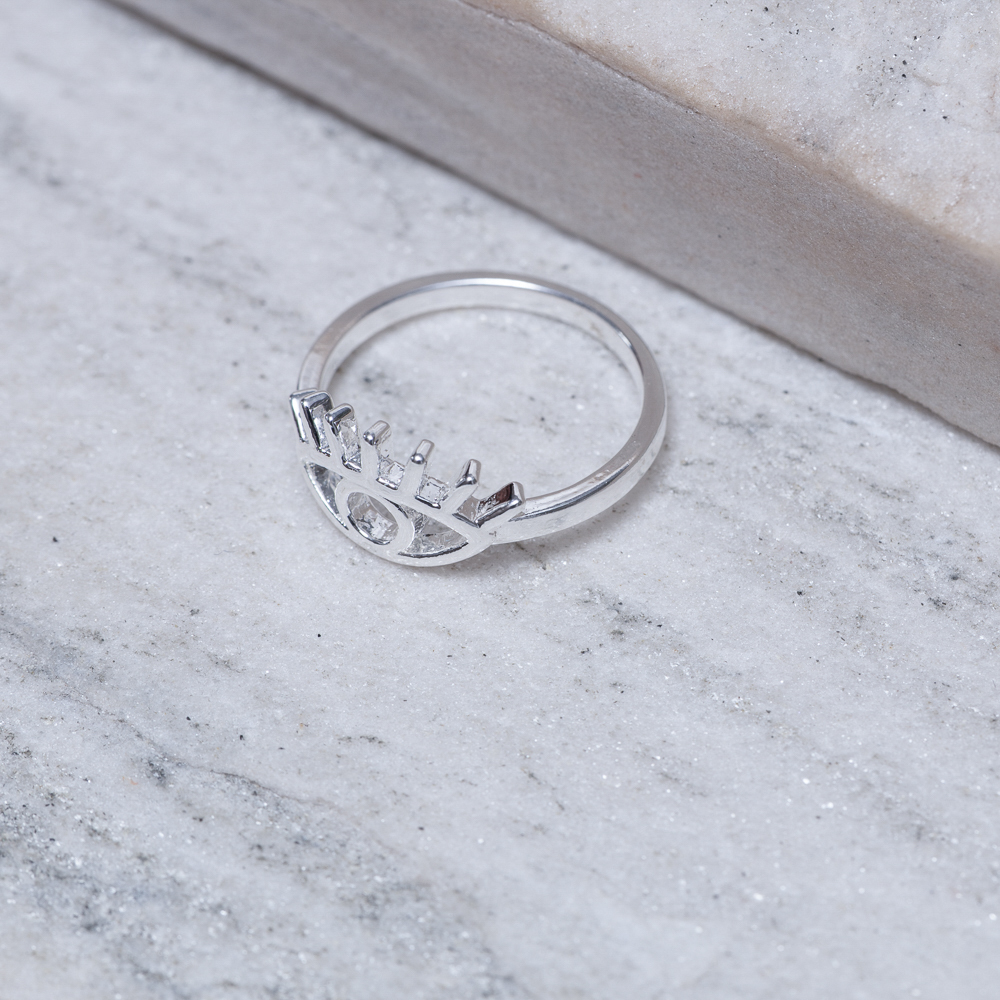 ANEL OLHO GREGO LISO BANHO PRATA