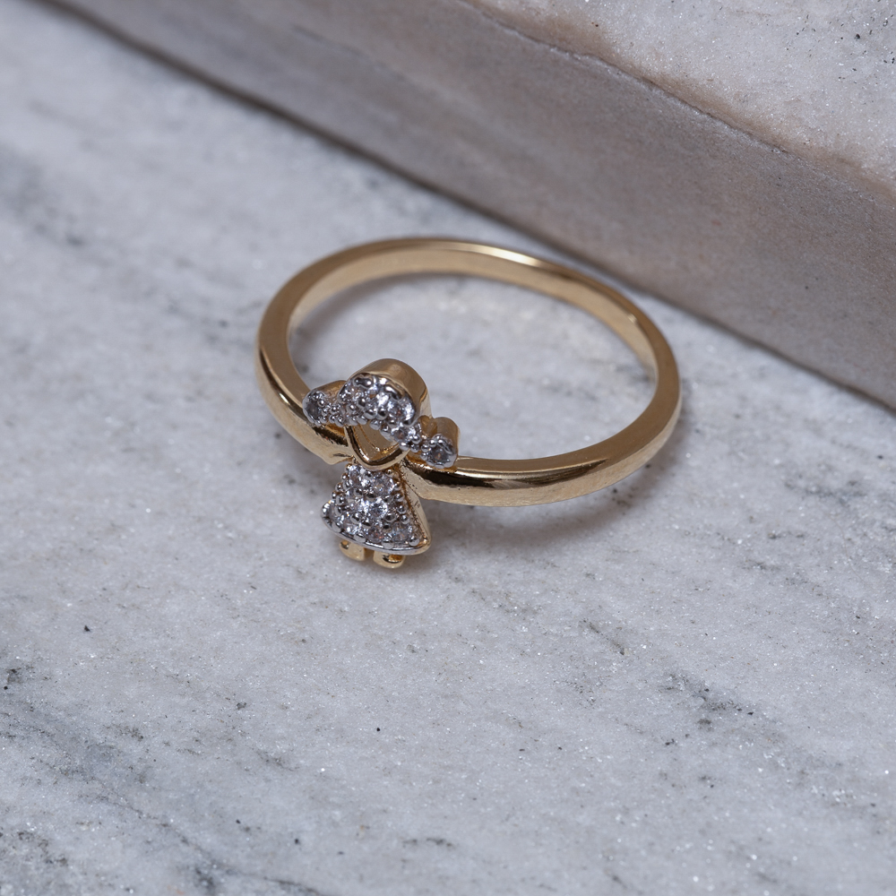 ANEL FILHOS MENINA COM ZIRCÔNIAS E RÓDIO BRANCO BANHO OURO 18K