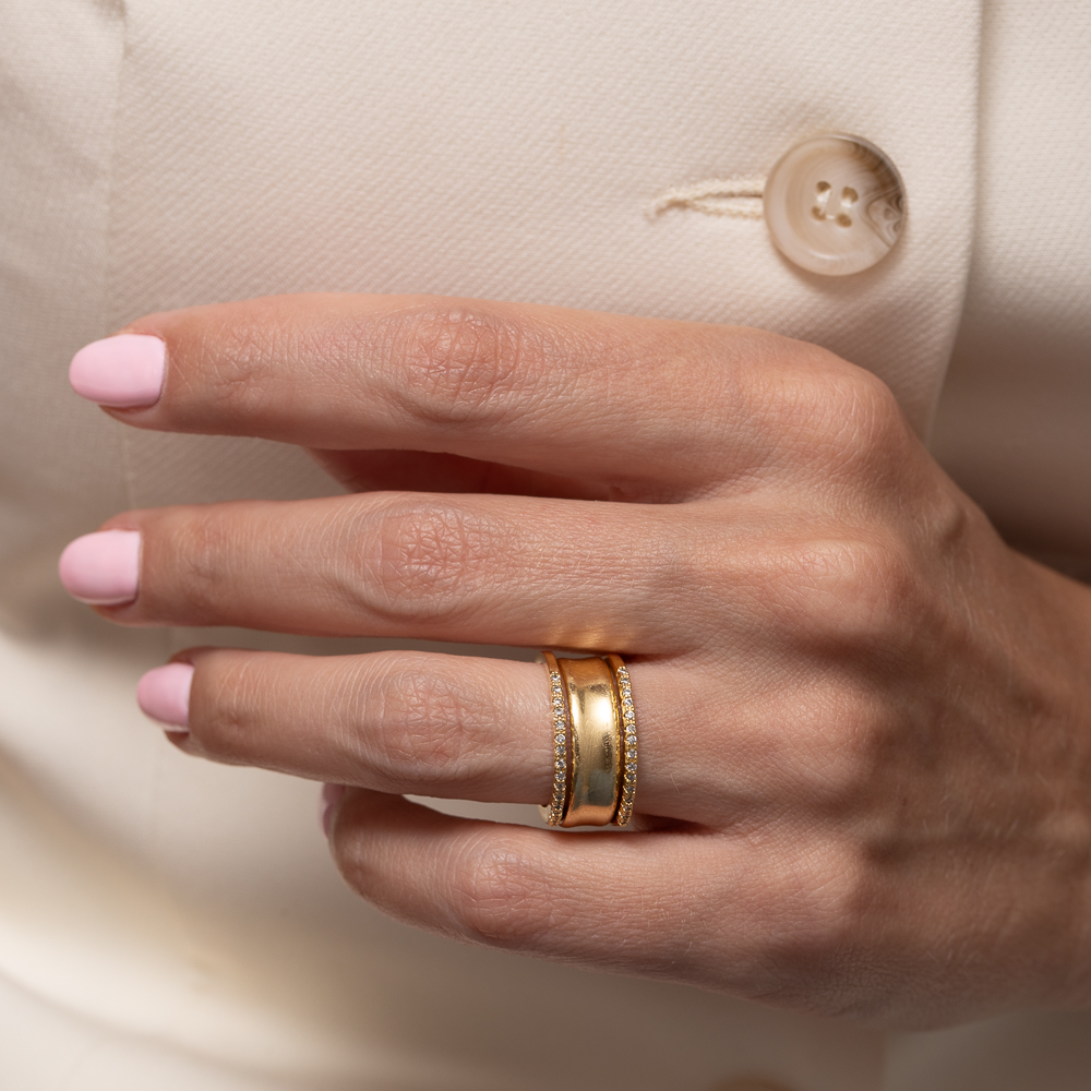 ANEL APARADOR DE ALIANÇA FINO CRAVEJADO BANHO OURO 18K