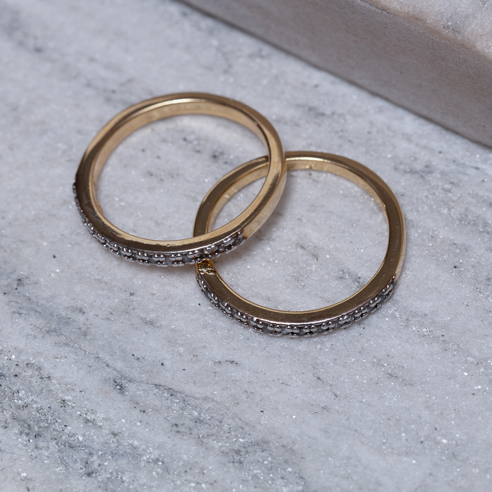 ANEL APARADOR DE ALIANÇA COM RÓDIO BRANCO BANHO OURO 18K