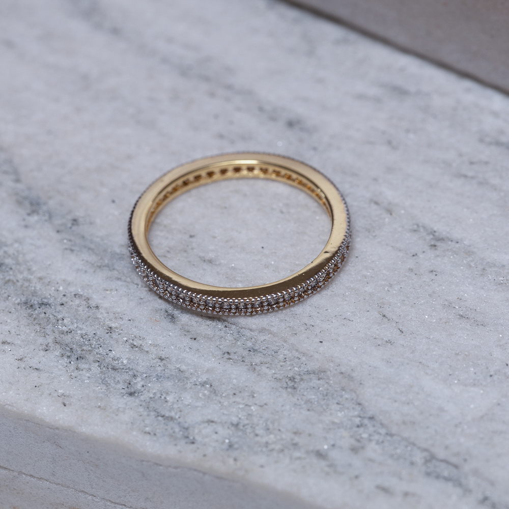 ANEL APARADOR ÚNCO COM CANETA RÓDIO BRANCO BANHO OURO 18K