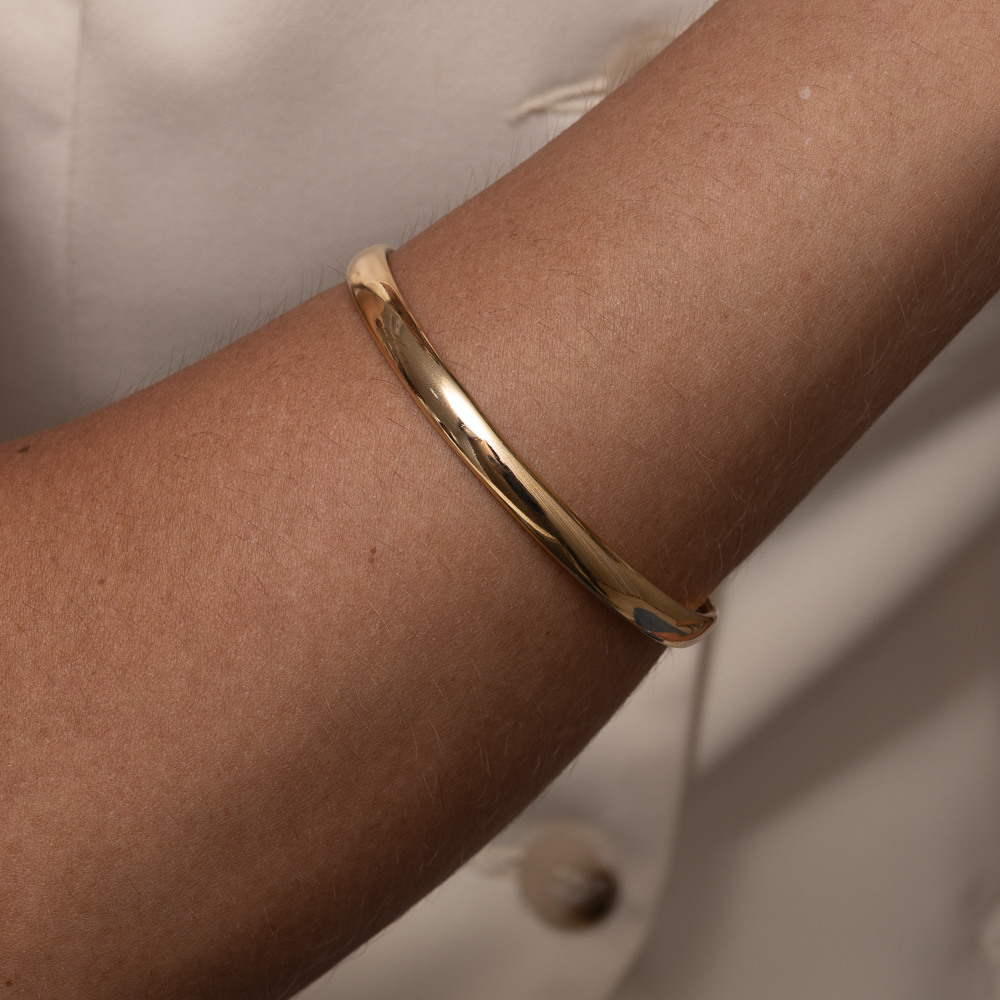 BRACELETE LISO GROSSO BANHO OURO 18K