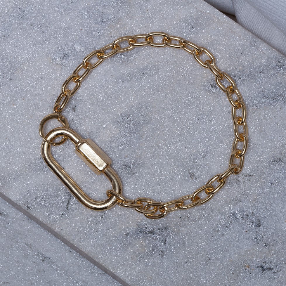 PULSEIRA CORRENTE FECHO CADEADO DOURADO BANHO OURO 18K