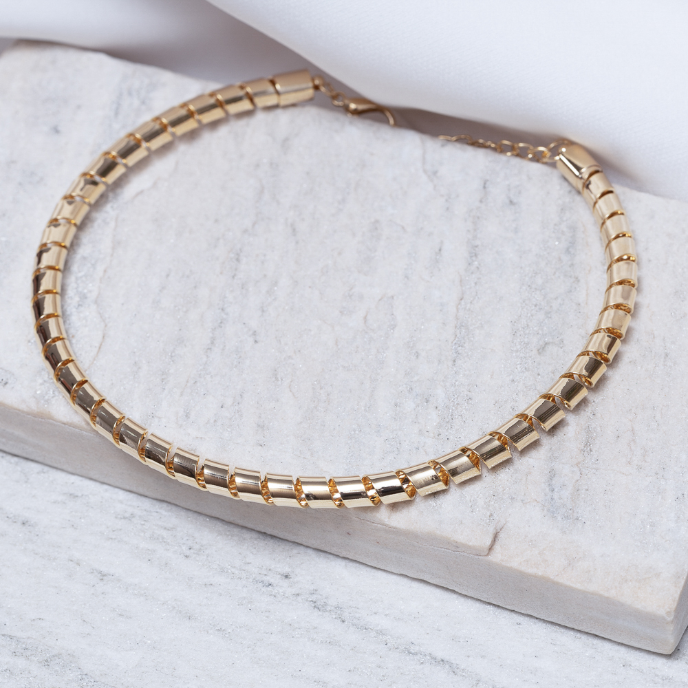 COLAR ARO RETORCIDO BANHO OURO 18K