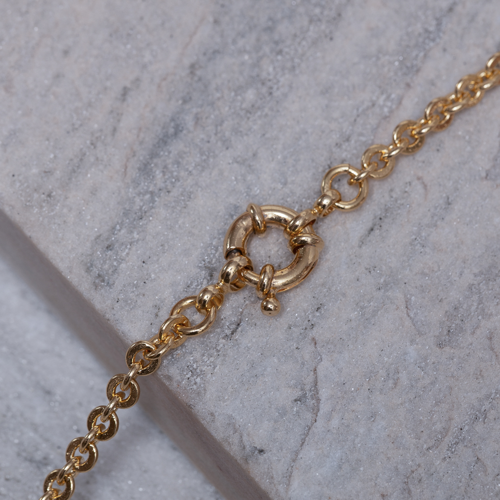 COLAR ELO PORTUGUÊS COM FECHO BOIA BANHO OURO 18K