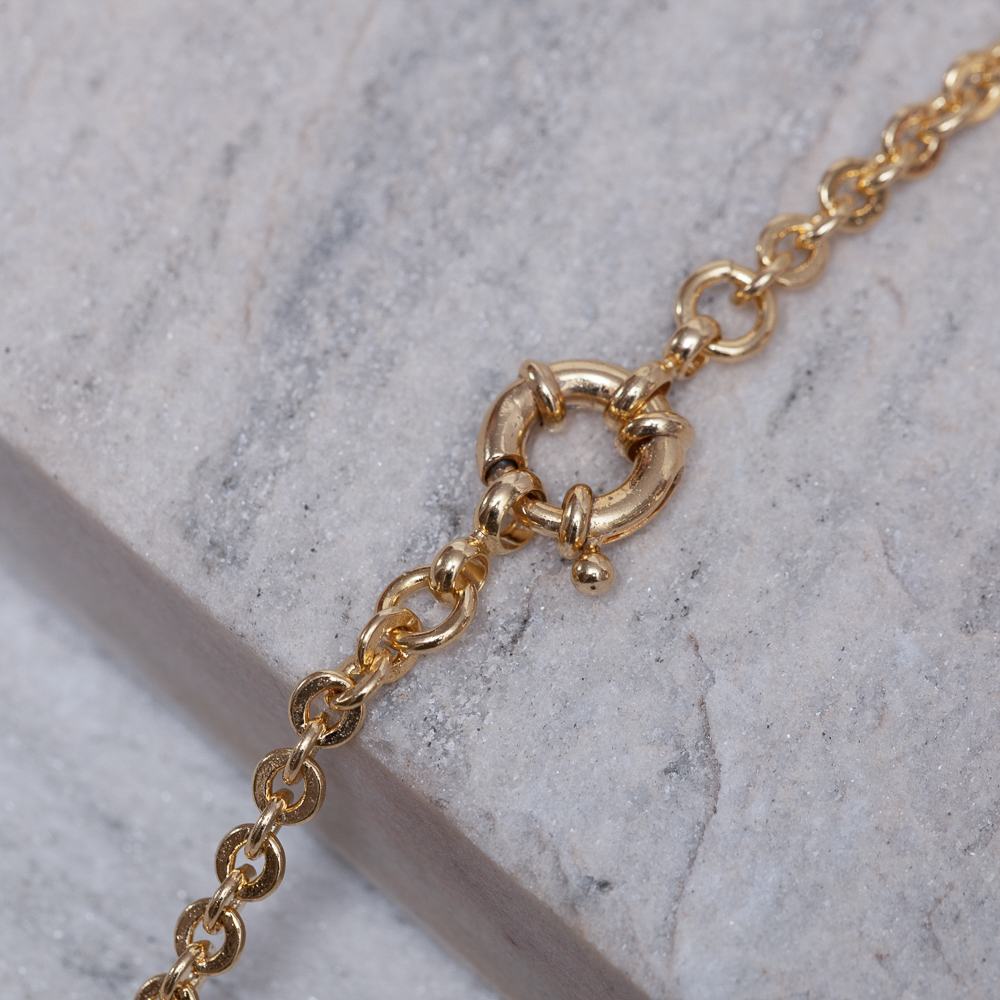 COLAR ELO PORTUGUÊS COM FECHO BOIA BANHO OURO 18K