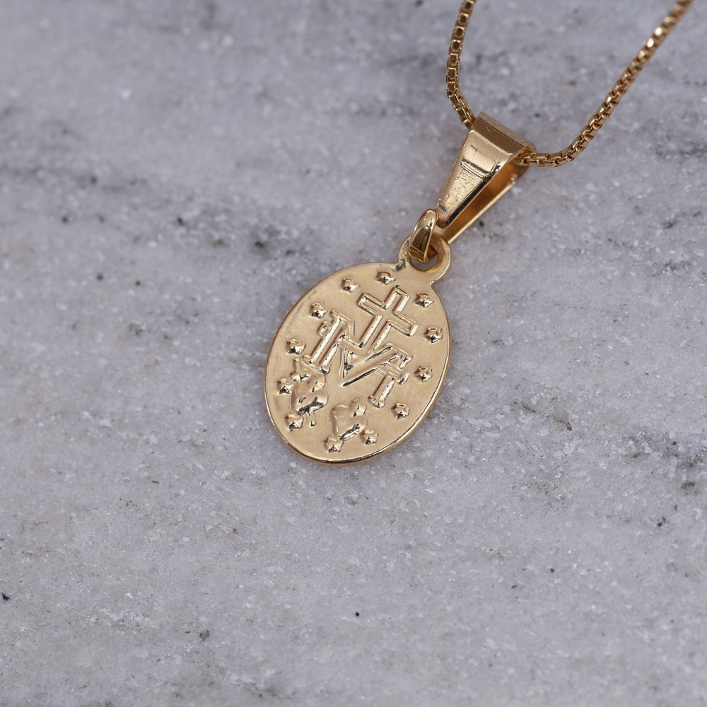 COLAR NOSSA SENHORA BANHO OURO 18K