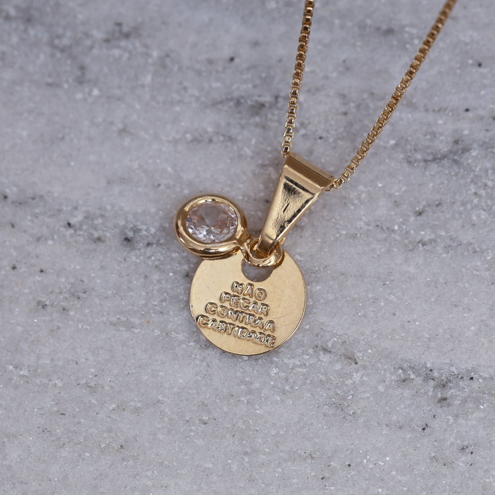 COLAR 10 MANDAMENTOS COM PONTO DE LUZ SORTIDOS BANHO OURO 18K