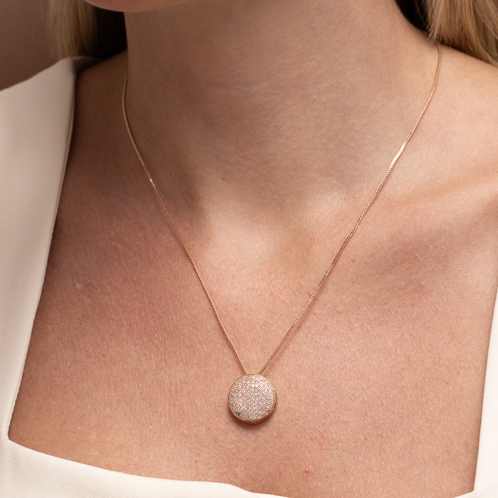 COLAR MEIA BOLA CRAVEJADA BANHO ROSÉ