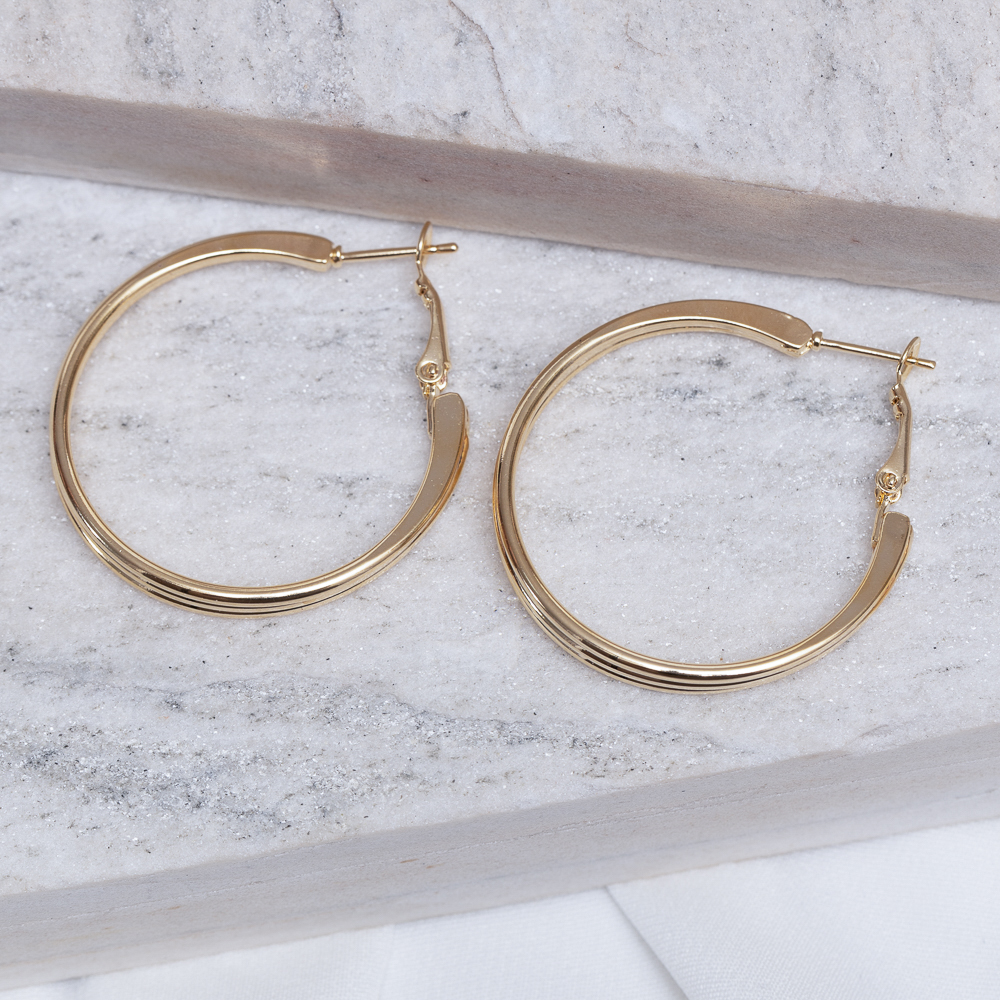 BRINCO ARGOLA TRÊS AROS BANHO OURO 18K