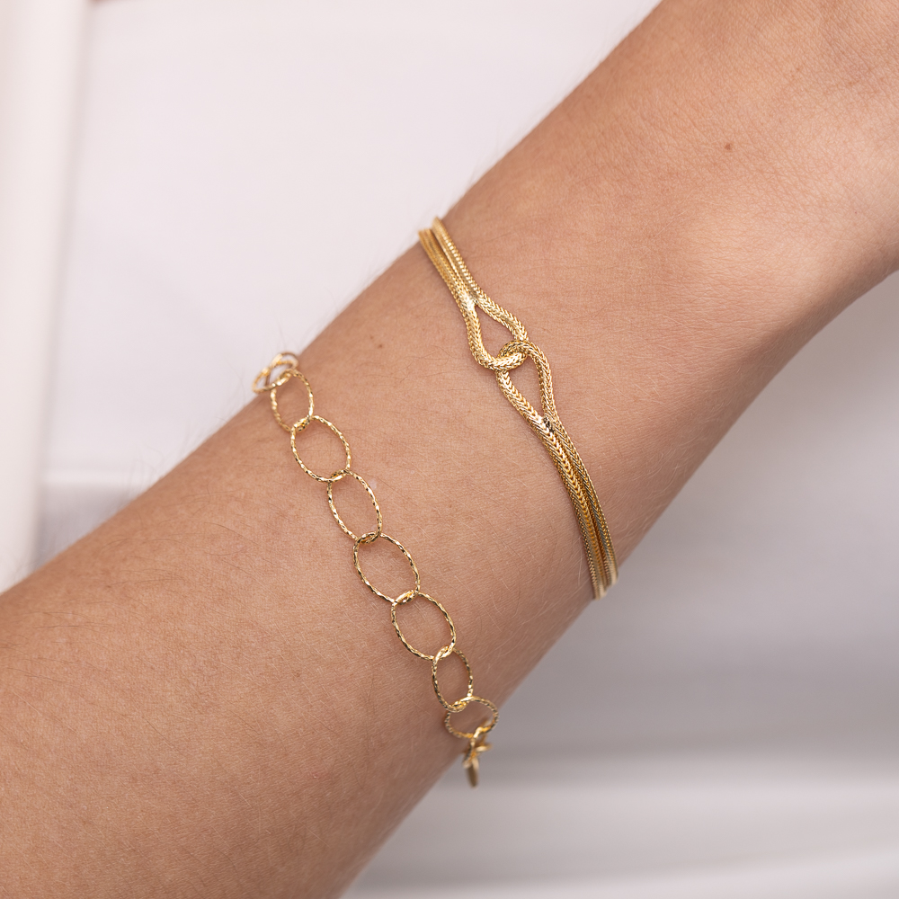 PULSEIRAS ELOS OVAIS TRABALHADOS BANHO OURO 18K