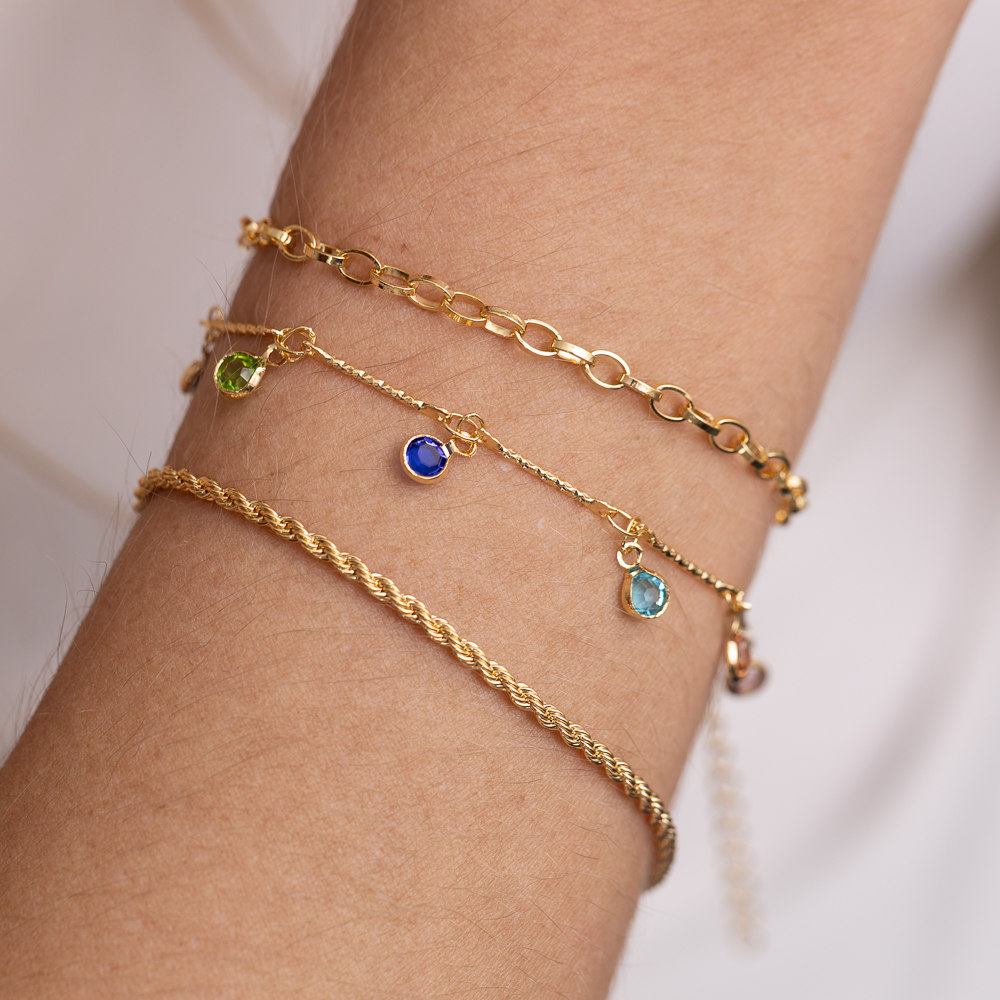 PULSEIRA CRISTAIS COLORIDOS BANHO OURO 18K