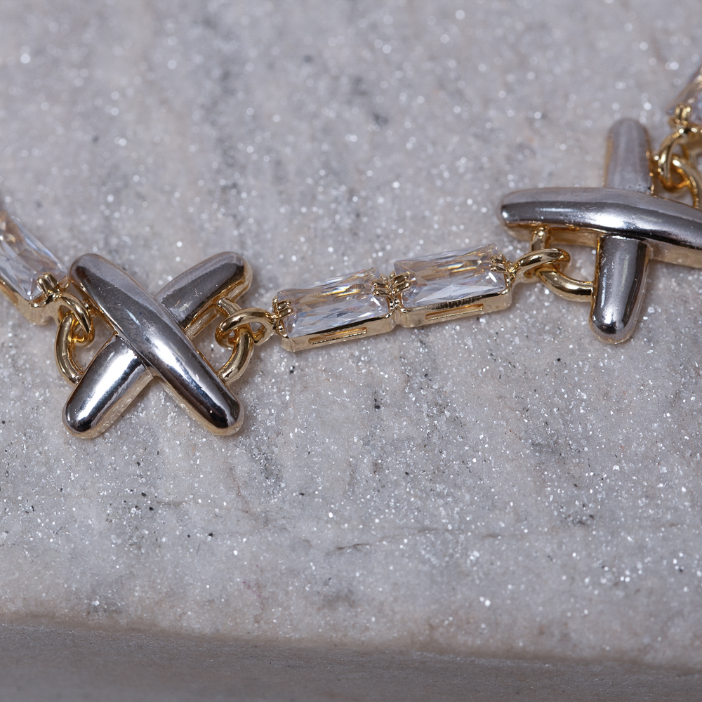 PULSEIRA X TWO TONE BANHO OURO 18K