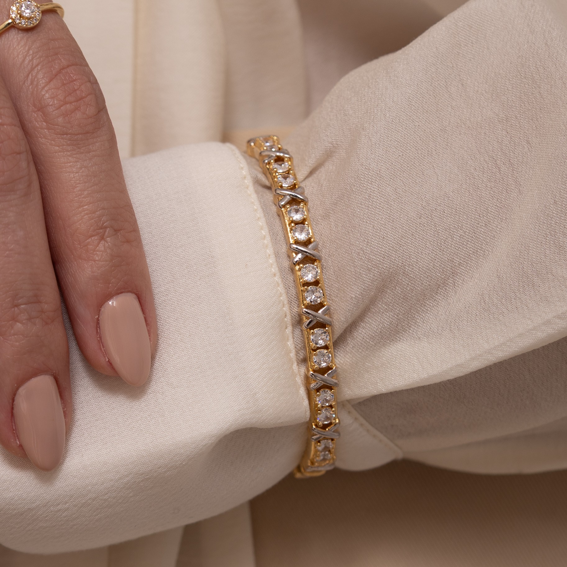 BRACELETE X TWO TONE BANHO OURO 18K